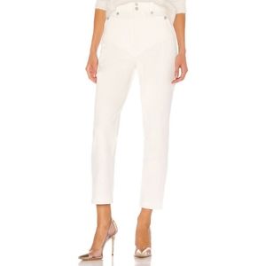 L'Acadamie White Cotton High Rise Pants